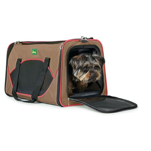 HUNTER KANSAS Tragetasche für Hunde und Katzen, zusammenfaltbar, 50 x 30 x 30 cm, beige/rot