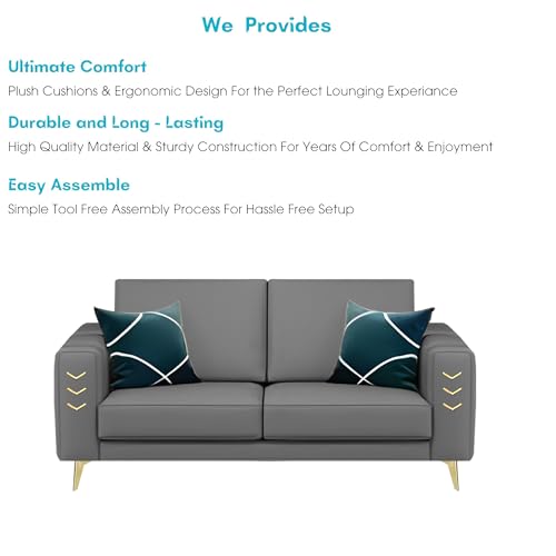 Image of Casaliving Falco 2 Seater Sofa Set for Living Room (Dark Grey Fabric) Premium Fabric Sofa