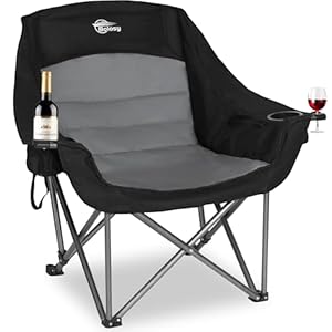 Oversized XL Camping Chairs for Adults Heavy Duty Support 500 lbs Outdoor Folding Chairs Padded Portable Lawn Chairs Camp Chairs with Cup Holder