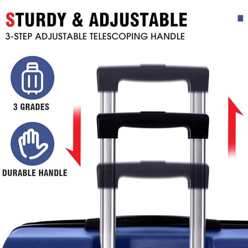 Lightweight Durable ABS Hardshell Luggage with Double Spinner Wheels - 20-Inch Travel Carry-On Suitcase (Blue)3