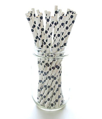 Pitillos de papel negros con lunares, pack de 25 miniatura 2