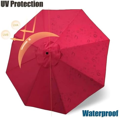 Patio Umbrella Replacement Canopy, 6/8 Ribs, UV50+ Waterproof Fabric, 200cm/270cm/300cm Cover for Garden/Beach, Off-White, Durable Canopy for Sun Protection