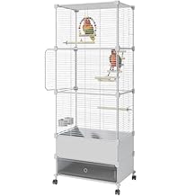 Bird Cage Parakeet Cage with Bird Toys & Slide-Out Tray, Wooden Perches, Rolling Stand, Swing & Bowls Spacious Indoor Bird House for Parrot, Parakeets, Cockatiel, Lovebird and Small Mid-Sized Birds