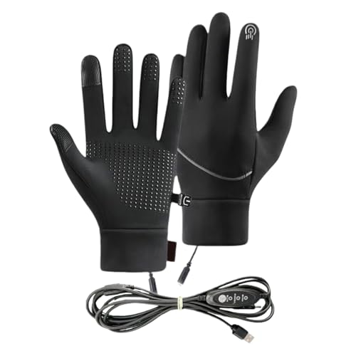 Generisch Guantes térmicos para Hombre - Guantes térmicos Impermeables Forrados por USB, antifermentación táctil para Bicicletas, esquí, Camping, Carreras, Ciclismo, Conductor, equitación,