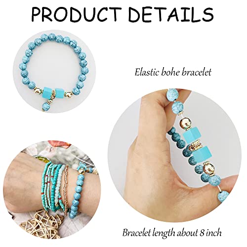 Svovin 8 Sets Bohemian Stackable Bead Bracelets For Women Men Stretch Multilayered Bracelet Set Boho Multicolor Jewelry #TOP3