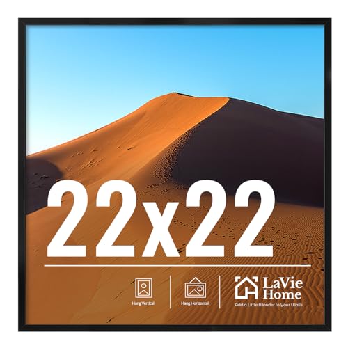 Image of LaVie Home 22x22 Picture Frame for Wall Display, 22x22 Square Picture Frame with HD Plexiglas, 22 x 22 Poster Frame 1 Pack, Display Frame for Vertical or Horizontal, Black Classic Collection