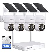 VORGUT Solar Security Camera System Wireless Outdoor, 4pcs 4MP PTZ Home Solar Security Camera Kit...