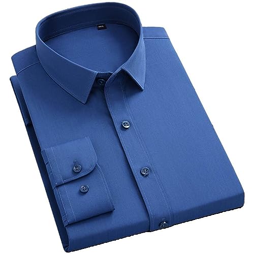 Chemise habillée unie pour homme coupe régulière classique à manches longues sans poche