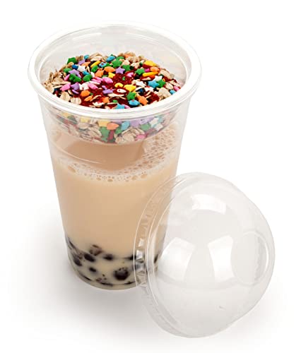 Image of GOLDEN APPLE Cup series, 24oz-50sets Clear Plastic cups+4oz insert with Dome lids no hole, BPA Free(50cups+50inserts+50lids)