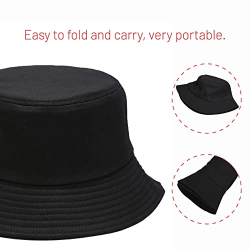 Image of Cotton Bucket Hat for Women Men Summer Travel Sun Beach Bucket Cap, Unisex Outdoor Fisherman Hat