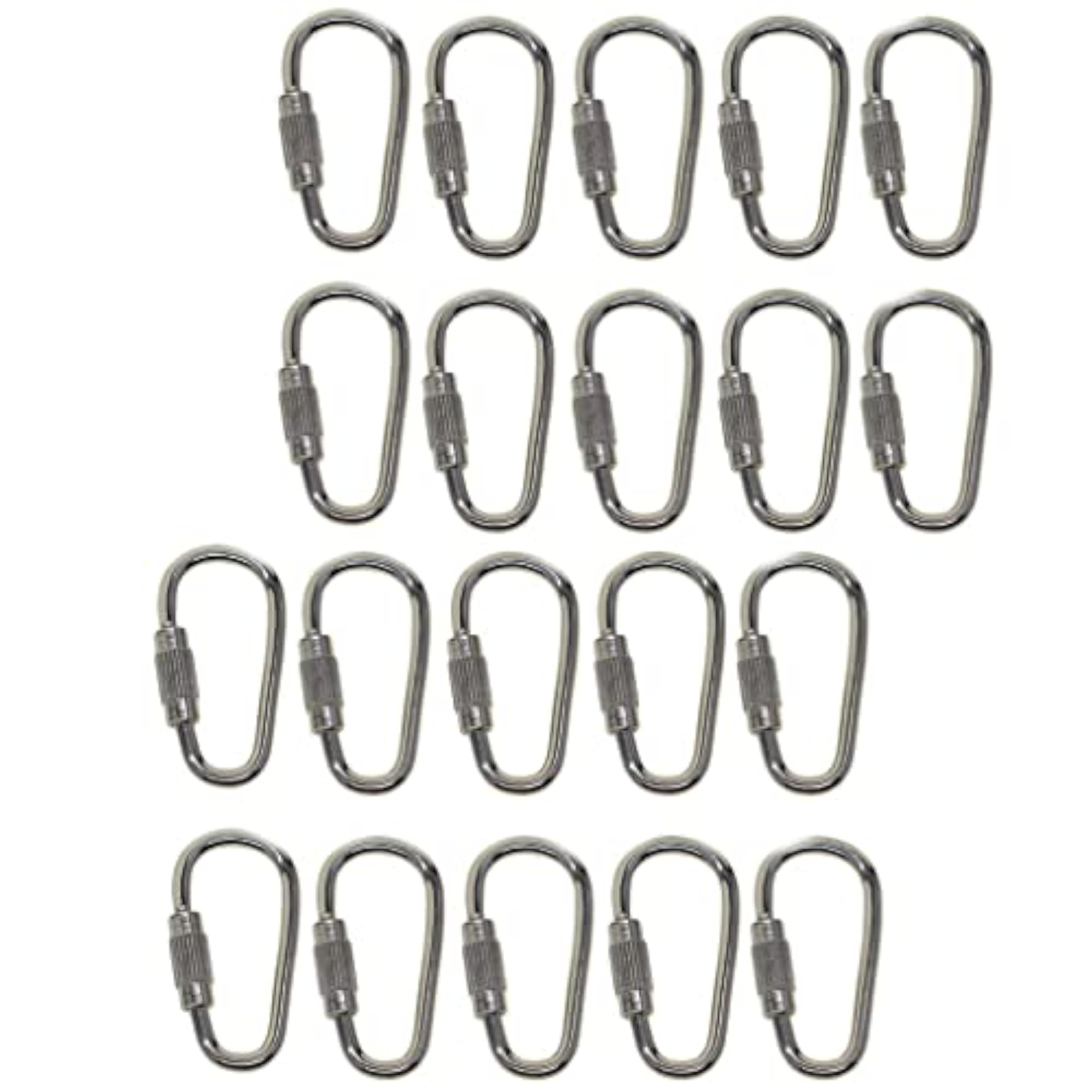 Mini Steel Quick Open Screw Lock Key Chain Hook Carabiner, 3x20