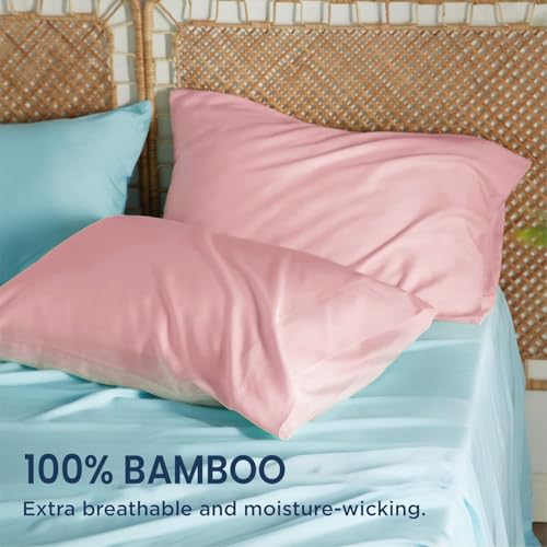 Image of Mush Bamboo Solid Pillow Cover Set of 2|400 TC|100% Bamboo Pillow Cover for Hair&Skin|Breathable,Silky Soft&Envelope Pillowcases for Hot Sleepers&Night Sweats|17 inchX 27 inch (Lavender Haze,King)