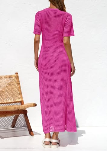 Image of PRETTYGARDEN Womens Eyelet Crochet Maxi 2 Piece Dress Sets