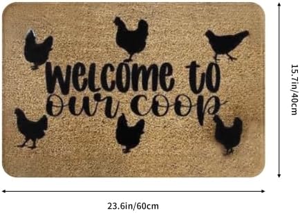 Miniatura 2 de Bienvenido a nuestro tapete de puerta de pollo Coop, tapete impreso con patrón, tapete de entrada, 16 x 24 pulgadas, tapete de limpieza de barro