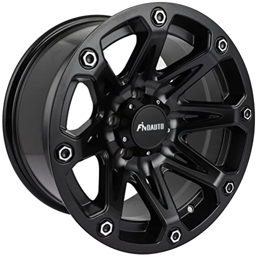 FINDAUTO 17 inch Wheel rim fit for JEEP WRANGLER,17x9(-6mm Offset),PCD:5-127,HUB:78.1(Matte Black Machined)- 1pc