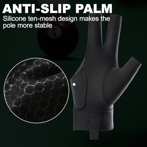 MIRKUZI Billard-Handschuhe, 1 Stück, Billardhandschuh, rechte Hand, Billard-Queue-Handschuh, rutschfester, verstellbarer, schwarz