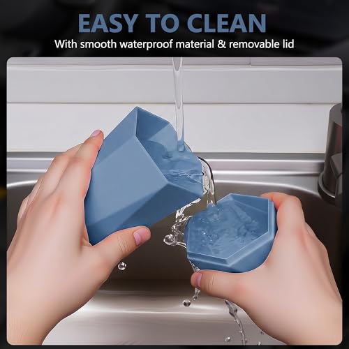 Image of Car Trash Can with Lid - 2-Pack, Interior Accessories for Vehicles, Leakproof Garbage Can with 30 Detachable Trash Bags, Multipurpose Organizers and Storage for Home, Office (Dark Blue)