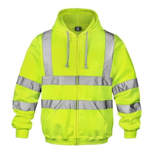 Hi Vis Men's Solid Color Reflective Visibility Sweatshirts Pullover