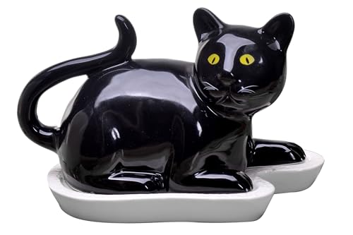 Black Cat Butter Dish with Lid – Ceramic Butter Holder,