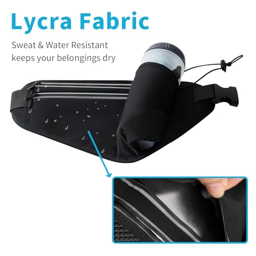 Image of Slim Running Belt for Women Men,Runners Fanny Pack Phone Holder,Money Belt,Running Gear Accessories,with 3 Pockets (Light Black)