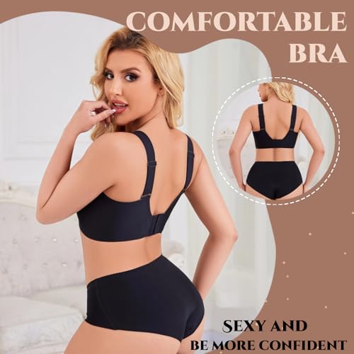 Minimizer Bras for Women Wireless Sports Bras with Support Comfortable Smoothing Everyday Bra (32C-46DD)3