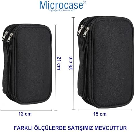 Microcase Taşınabilir Çift Katman ve Fermuarlı 8 Bölmeli Çoklu HDD Organizer Çanta -YB101 (L Beden 15x25cm) - Görsel 2
