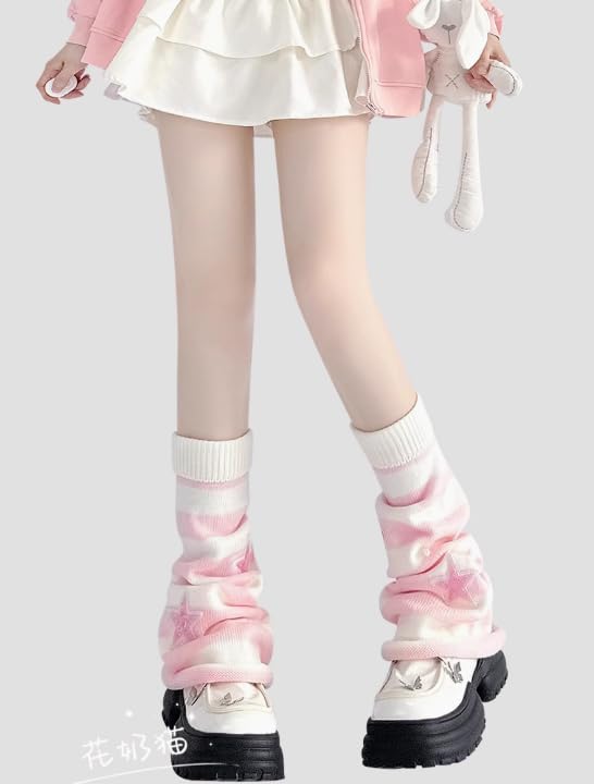Image of kawaii Winter Leg Warmers Knitted Cute Subculture Half Sleeve Foot Leg Warm Socks Cycling Christmas Gift Women