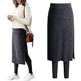 [Ｍｉｎｅｓａｍ] あったか 裏起毛 スカート レディース レギンス付き キュロット スカート 秋冬 スパッツ 暖かい (01 ダックグレー 裏起毛, L)