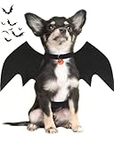 Dog Halloween Costumes for Small Dogs, Dog Bat Wings with Pumpkin Bell Pet Halloween Cosplay Party Dress Up (Small)