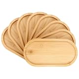 WOPPLXY 8 Piezas Bandeja Bambu, 19,5 x 9,5 x 1 cm Bandeja Madera pequeña, Bandeja baño para Desayuno, café, Pan, té, Pasteles, Toallas y Accesorios de Ducha