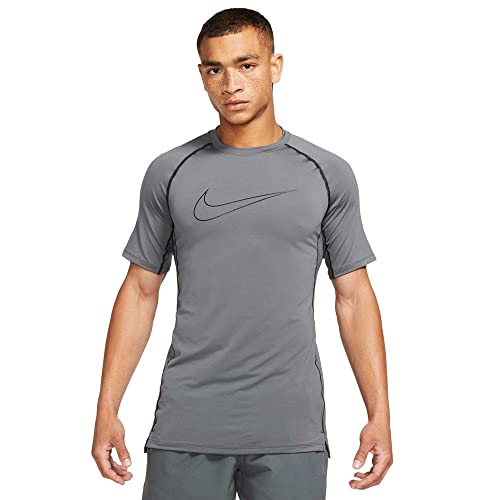 Nike Pro Dri-FIT Men's Slim Fit Short-Sleeve Dri-Fit Top, Iron Grey/Black, Large