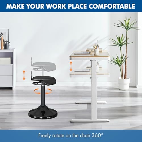 Image of Standing Desk Stool - Ergonomic 360 Swivel Chair with Adjustable Height (19.6-29.8 in) for Comfortable Sitting or Leaning