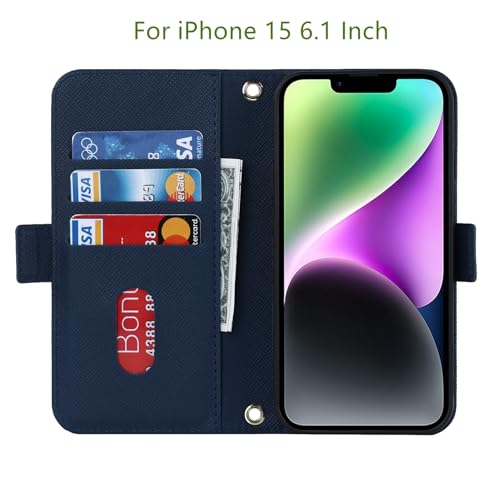 Jaorty Crossbody Wallet for iPhone 15 Case with Strap,6.1",Blue by Jaorty - Used condition - Image 6