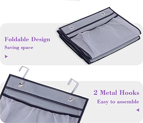 MISSLO 2 Pack Over the Door Storage Hanging Organiser with 5 Mesh Pockets Organizer for Bedroom, Bathroom, Closet, Wardrobe, Grey - Image 5