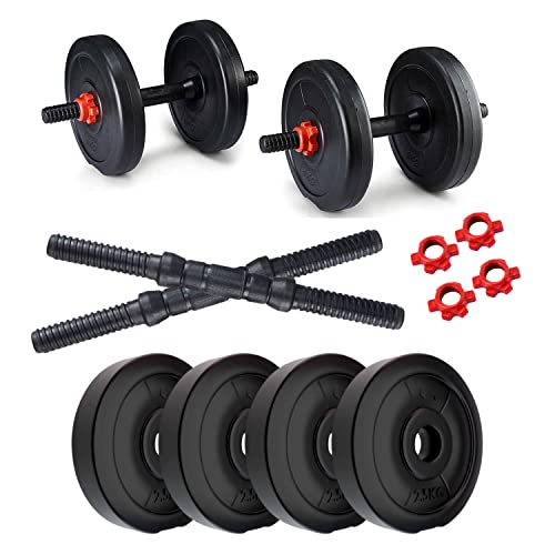 Image of Kore PVC 10 kg (2.5 kg x 4) Combo 16 Dumbbells Set, Black-Red