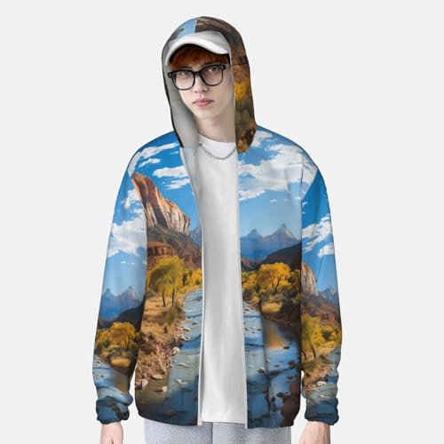 UPF 50+ Sun Protection Hoodie Long Sleeve Zion National Park Sun Shirt Rash Guard Fishing Shirts for Men4