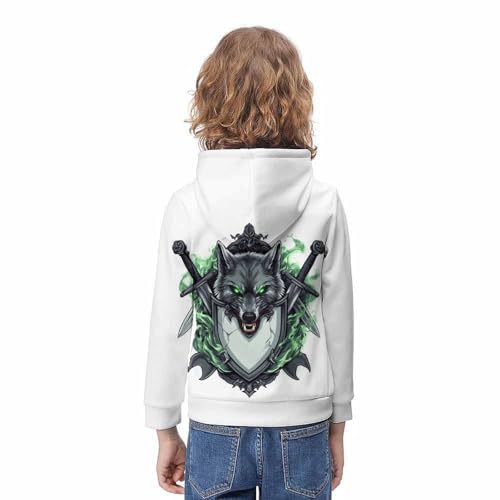 Pull wolf à capuche pour adolescent de 12-14 ans sweat 3D confortable avec poche - 4