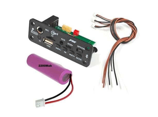 Bluetooth FM USB AUX Card MP3 Decoder Module With Mic Electronic Components Electronic Hobby Kit With 2200 Mah Battery (Set of 1)-image-40
