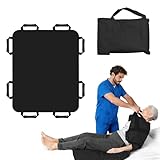 Transferboard für Patientenlifter 120x100cm, Gleittuch mit 8 Verstärkten Griffen, Wiederverwendbare, Waschbare Gleitmatte für Pflege, Senioren, Betttransfer, Patientenlagerung (Schwarz, 100x120cm)