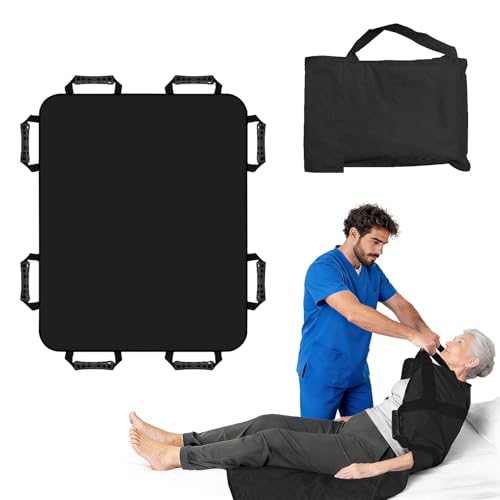 Planche de transfert pour élévateur de patients, 120 x 100 cm, chiffon coulissant avec 8 poignées renforcées, réutilisable et lavable pour les soins, les personnes âgées, le transfert de lit, le