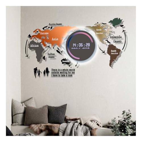 Reloj de Pared Mapamundi 3D con Luz LED 120x55cm miniatura 1