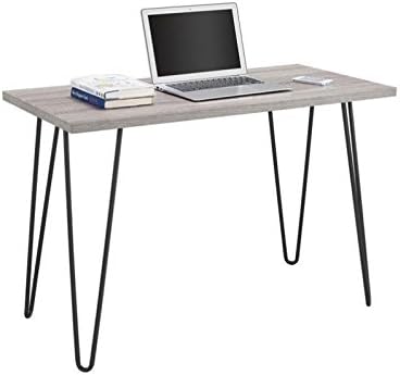 Ameriwood Home Owen Retro Desk with Metal Legs Weathered Oak