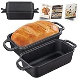 Vanderlume Cast Iron Loaf Pan with Lid 9x5 Inch, 2 in 1 Loaf...