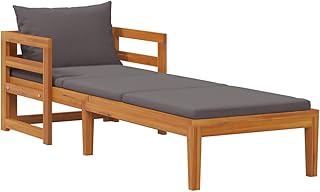 vidaXL Akazienholz Massiv Sonnenliege mit Dunkelgrauen Kissen Gartenliege Holzliege Gartenmöbel Liege Relaxliege Saunaliege Strandliege
