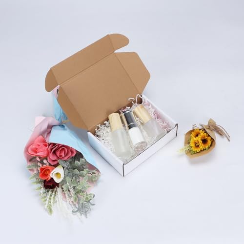 Image of RLAVBL 10 Pack 7x5x2 Small Shipping Boxes, White Corrugated Cardboard Box for Packing, Mailing, Business