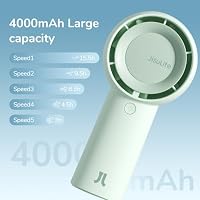JISULIFE Tragbarer Turbo Handventilator USB 4000mAh 5 Geschwindigkeiten – Ansicht 3