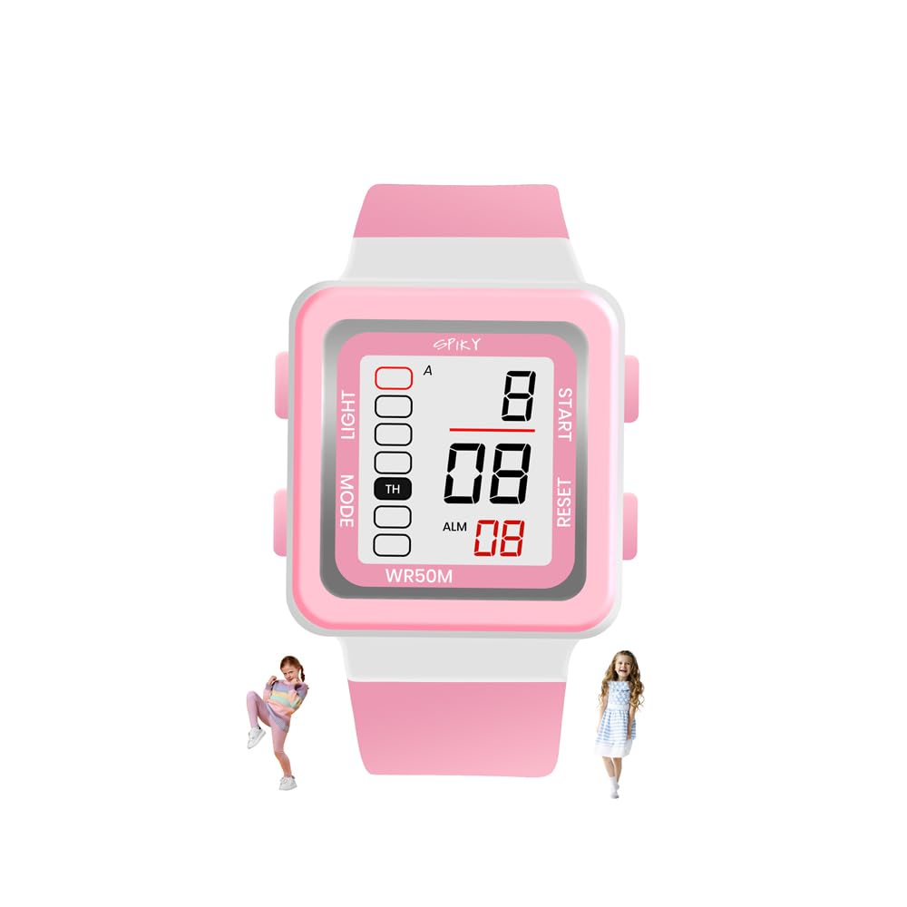 SPIKY Digital Sports Watch for Kids (Pink) | Multifunctional with Luminous LED Display & Alarm | Water-Resistant & Silicone Strap | Stylish Birthday Gift Wrist Watches for Girls & Boys | Age 2-14 Yrs (B0CRKKQ6MQ) Amazon Price History, Amazon Price Tracker