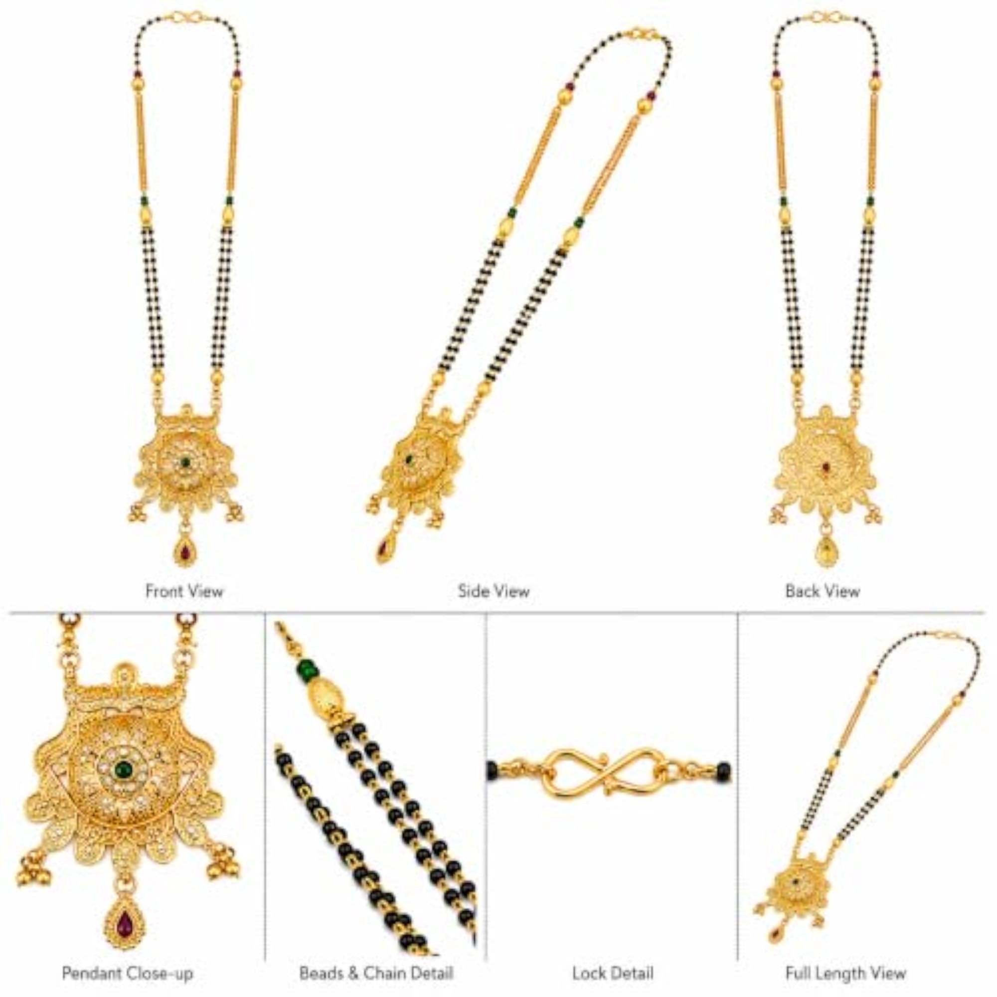 1 Gram Gold Plated Maharani Chakra Long Mangalsutra
