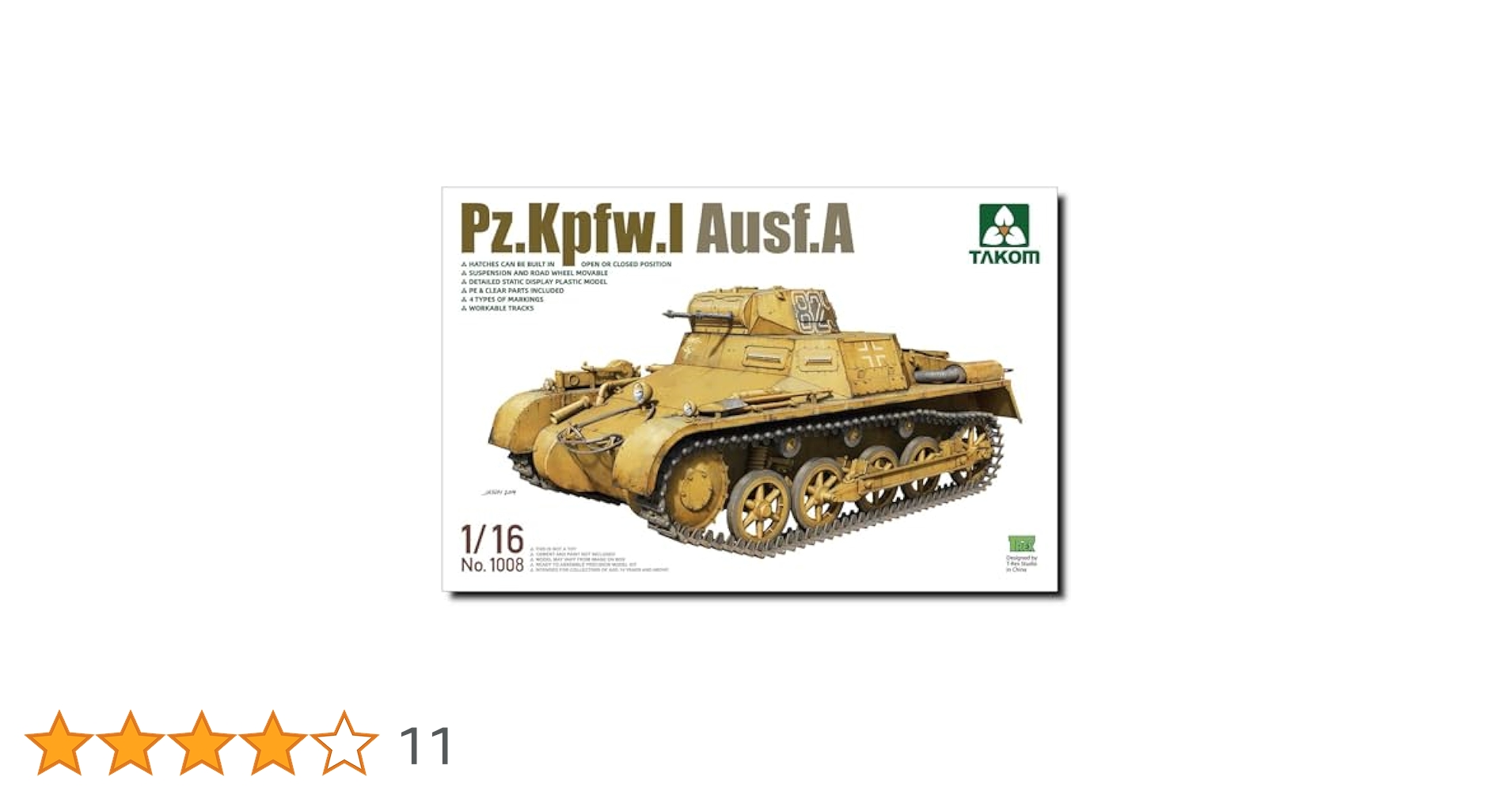 Amazon | タコム 1/16 ドイツ軍 1号戦車 A型 プラモデル TKO1008