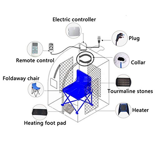 Smartmak Far Infrared Sauna, Portable Personal Full Body Detox Weight Loss SPA Tent with Heating Foot Pad and Portable ＵPGRADE Chair- Blue Border - Thumbnail 4